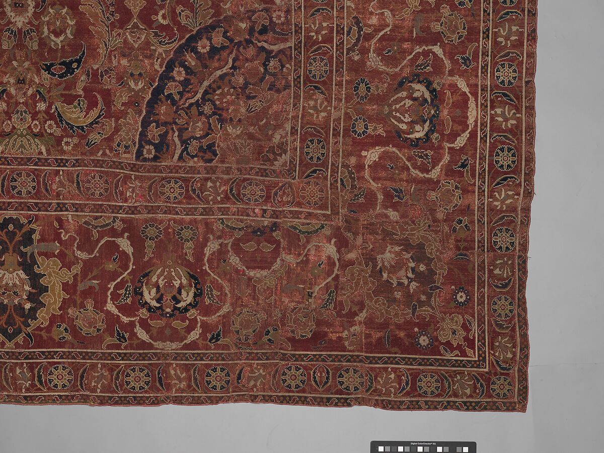 Carpet, Wool (warp, weft and pile); asymmetrically knotted pile