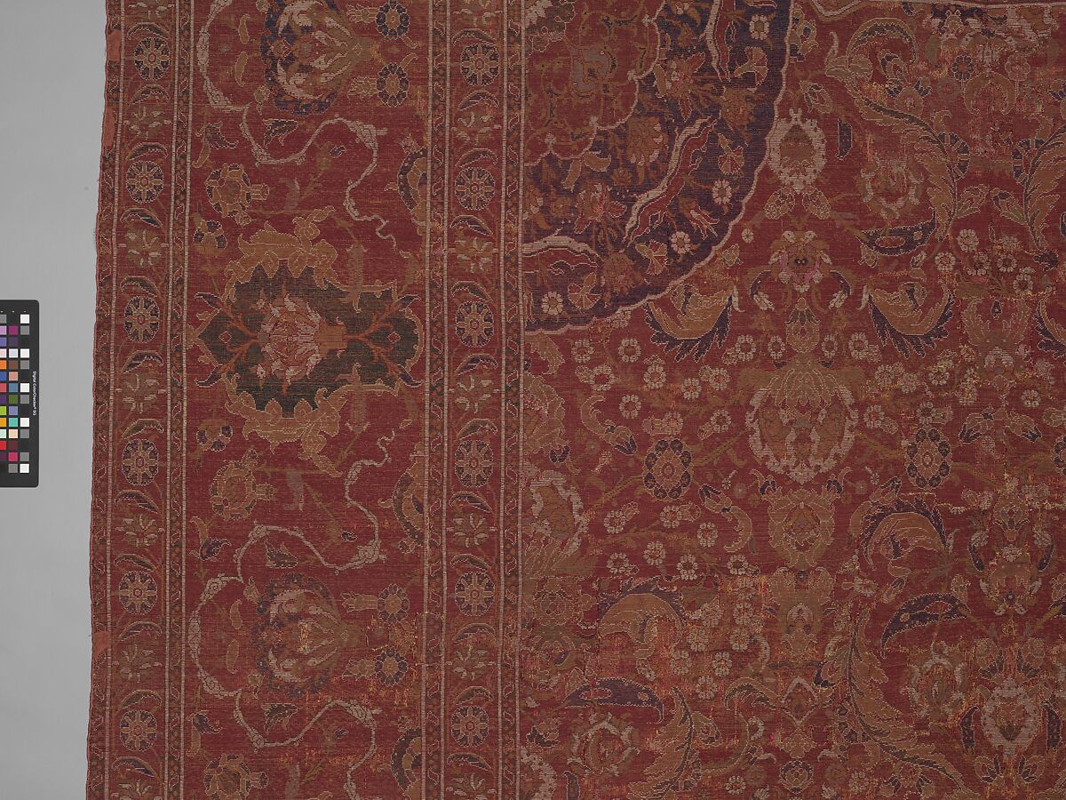 Carpet, Wool (warp, weft and pile); asymmetrically knotted pile