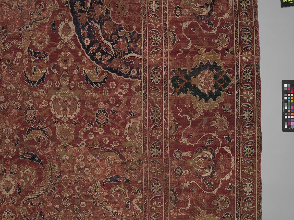 Carpet, Wool (warp, weft and pile); asymmetrically knotted pile