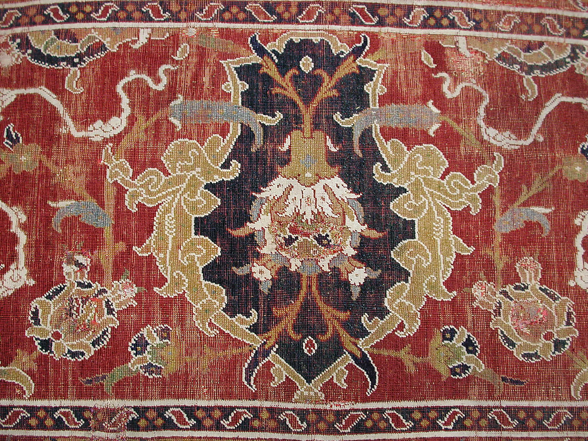 Carpet, Wool (warp, weft and pile); asymmetrically knotted pile