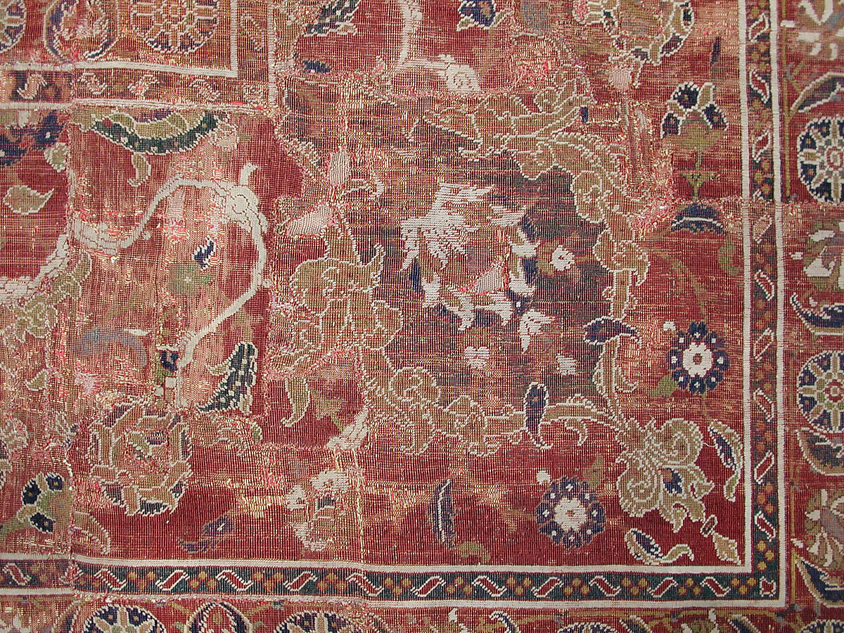 Carpet, Wool (warp, weft and pile); asymmetrically knotted pile