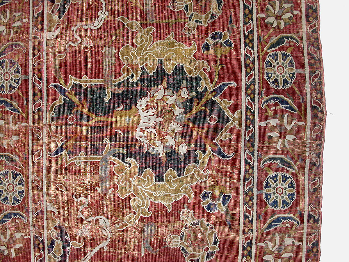 Carpet, Wool (warp, weft and pile); asymmetrically knotted pile