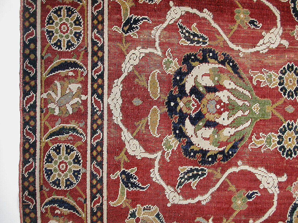 Carpet, Wool (warp, weft and pile); asymmetrically knotted pile