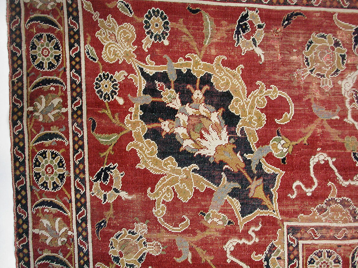 Carpet, Wool (warp, weft and pile); asymmetrically knotted pile