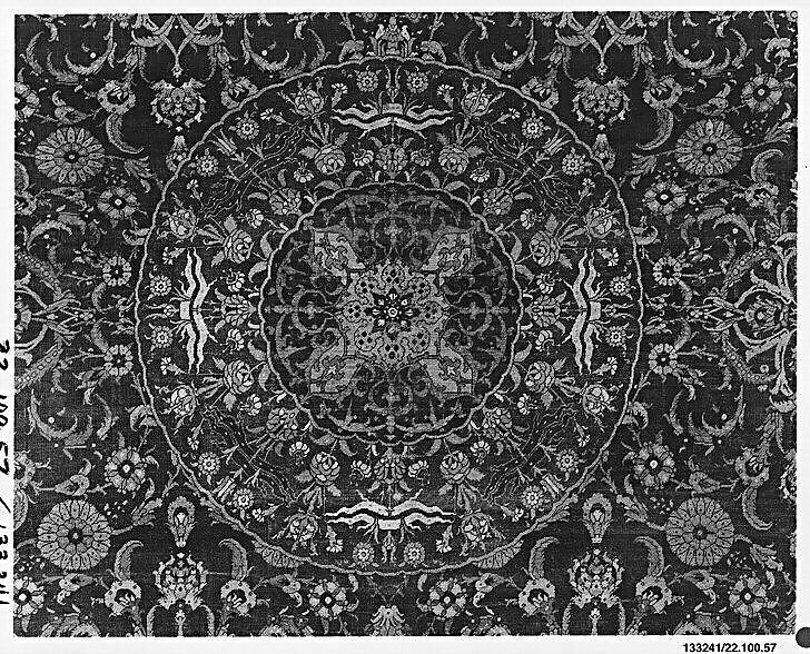 Carpet, Silk (warp), wool (weft and pile); asymmetrically knotted pile