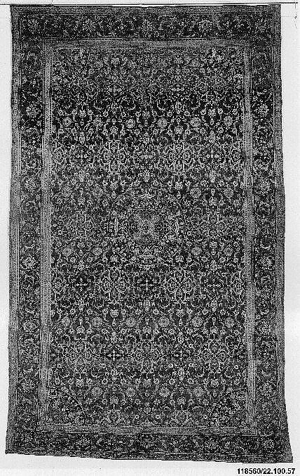 Carpet, Silk (warp), wool (weft and pile); asymmetrically knotted pile