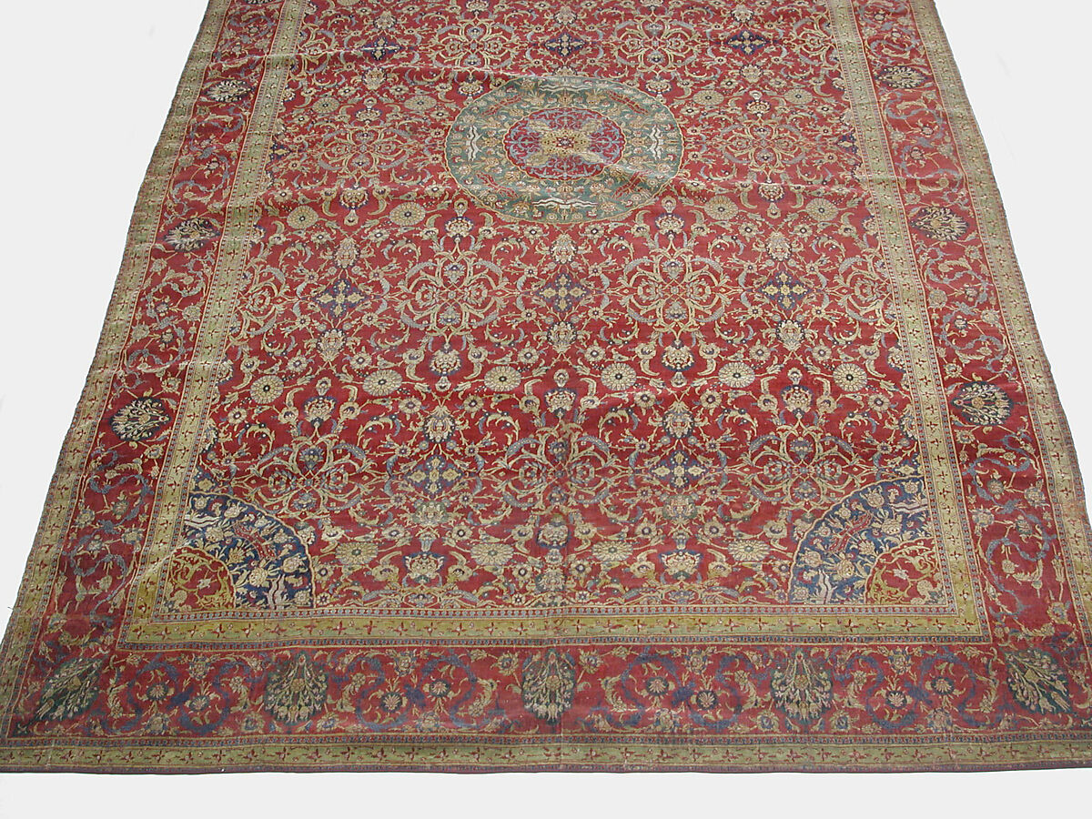 Carpet, Silk (warp), wool (weft and pile); asymmetrically knotted pile