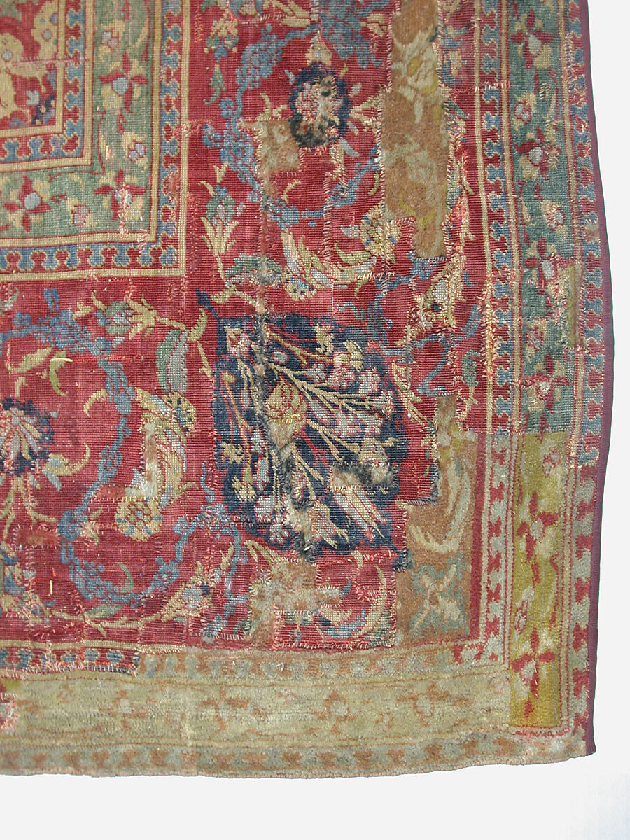 Carpet, Silk (warp), wool (weft and pile); asymmetrically knotted pile