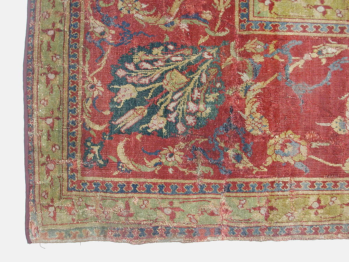 Carpet, Silk (warp), wool (weft and pile); asymmetrically knotted pile