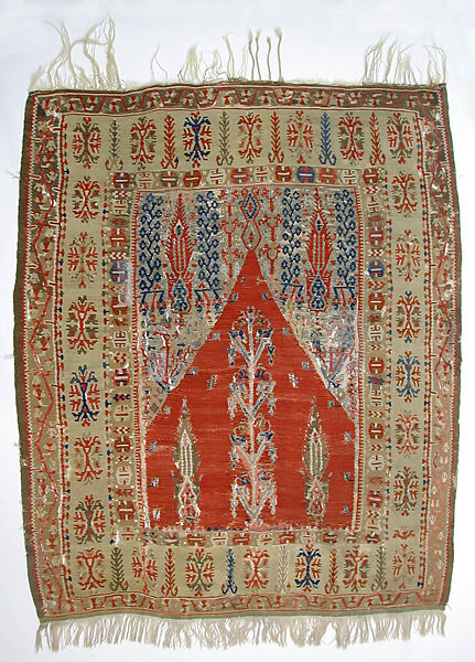 Carpet, Wool (warp and weft), metal wrapped thread; tapestry-woven 