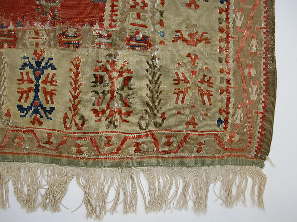Carpet, Wool (warp and weft), metal wrapped thread; tapestry-woven