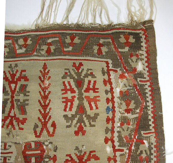 Carpet, Wool (warp and weft), metal wrapped thread; tapestry-woven