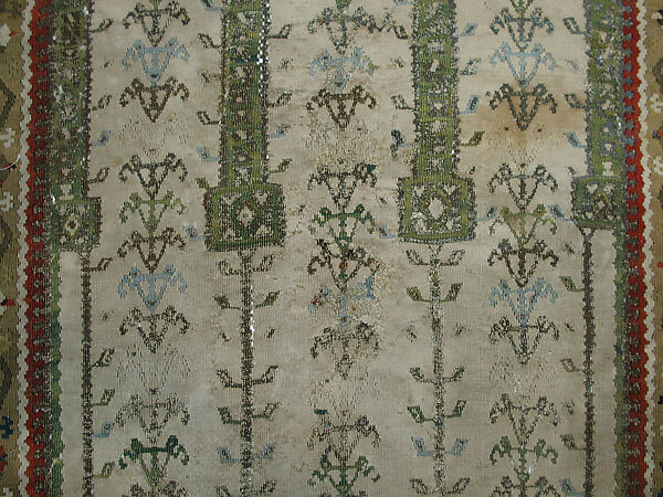 Carpet, Wool (warp and weft), metal wrapped thread; tapestry-woven