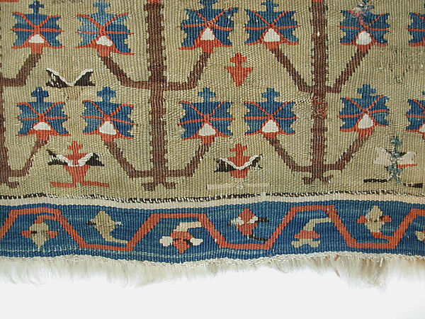 Carpet, Wool (warp and weft), metal wrapped thread; tapestry-woven