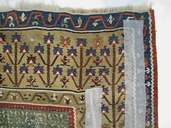 Carpet, Wool (warp and weft), metal wrapped thread; tapestry-woven