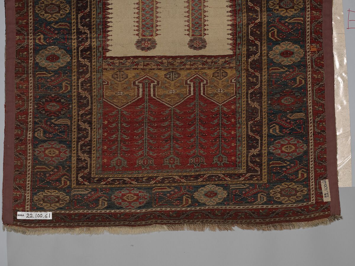 Prayer Rug, Wool (warp, weft and pile); symmetrically knotted pile