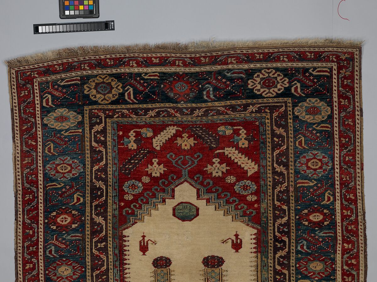 Prayer Rug, Wool (warp, weft and pile); symmetrically knotted pile