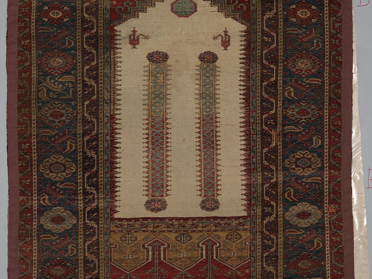 Prayer Rug, Wool (warp, weft and pile); symmetrically knotted pile