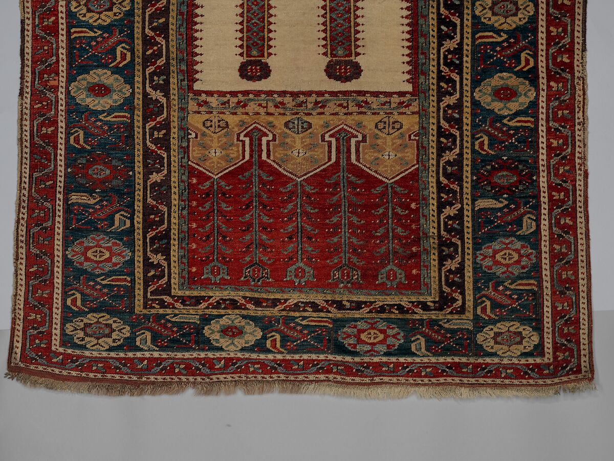 Prayer Rug, Wool (warp, weft and pile); symmetrically knotted pile