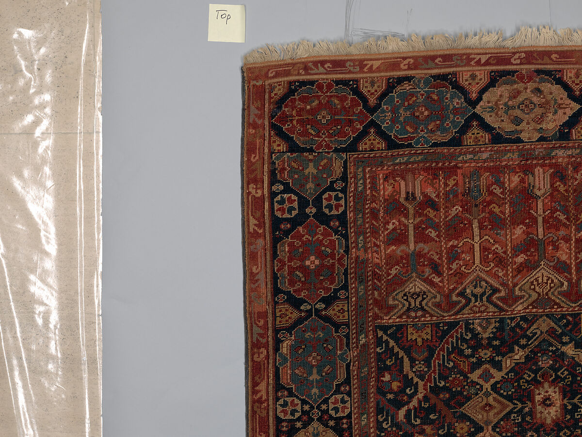 Prayer Rug with Coupled Columns, Wool (warp, weft and pile); symmetrically knotted pile
