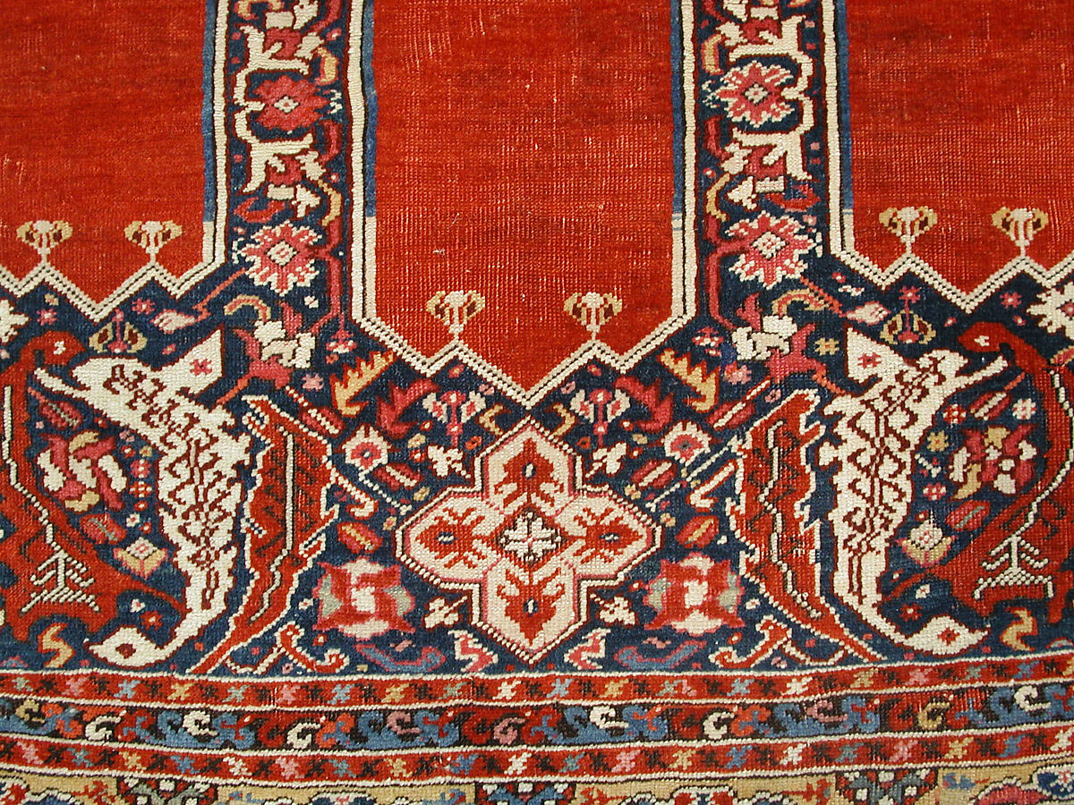 Carpet with Double-Ended Triple Niche, Wool (warp, weft and pile); symmetrically knotted pile