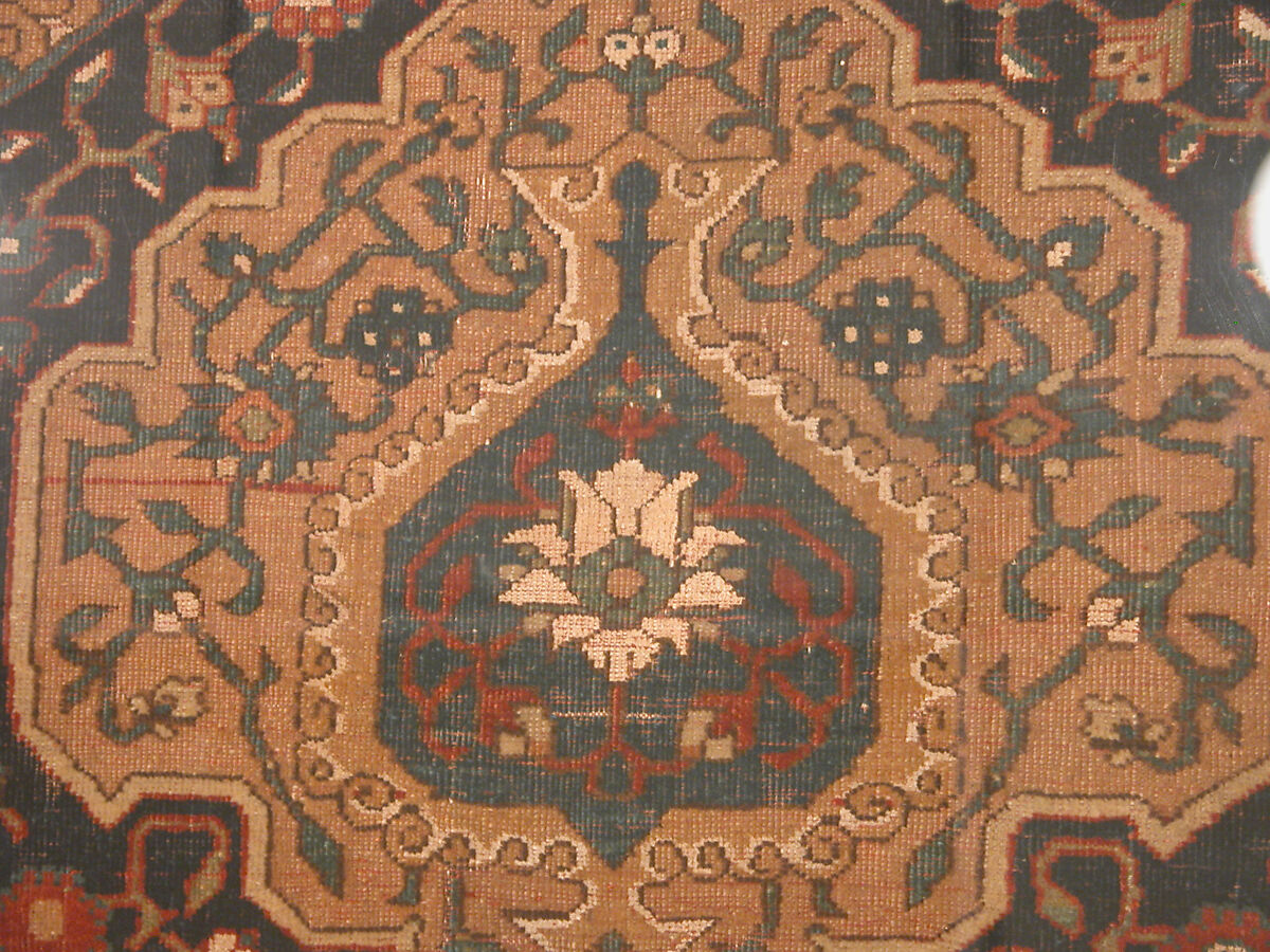 Fragment of a Northwest Persian Medallion Carpet, Cotton (warp), wool (weft and pile); asymmetrically knotted pile