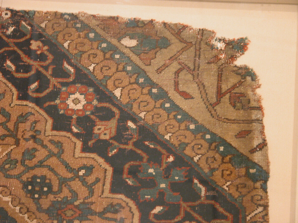 Fragment of a Northwest Persian Medallion Carpet, Cotton (warp), wool (weft and pile); asymmetrically knotted pile