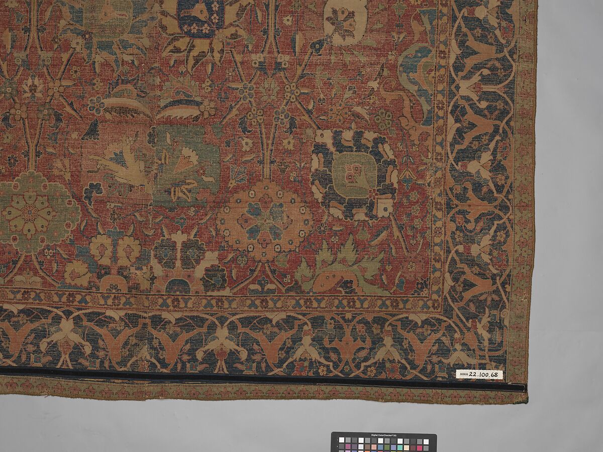 Vase Carpet, Cotton (warp and weft), wool (pile); asymmetrically knotted pile