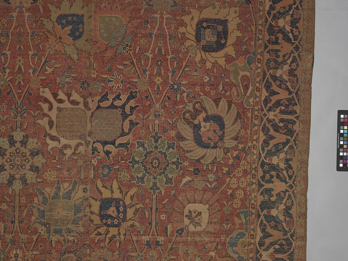 Vase Carpet, Cotton (warp and weft), wool (pile); asymmetrically knotted pile
