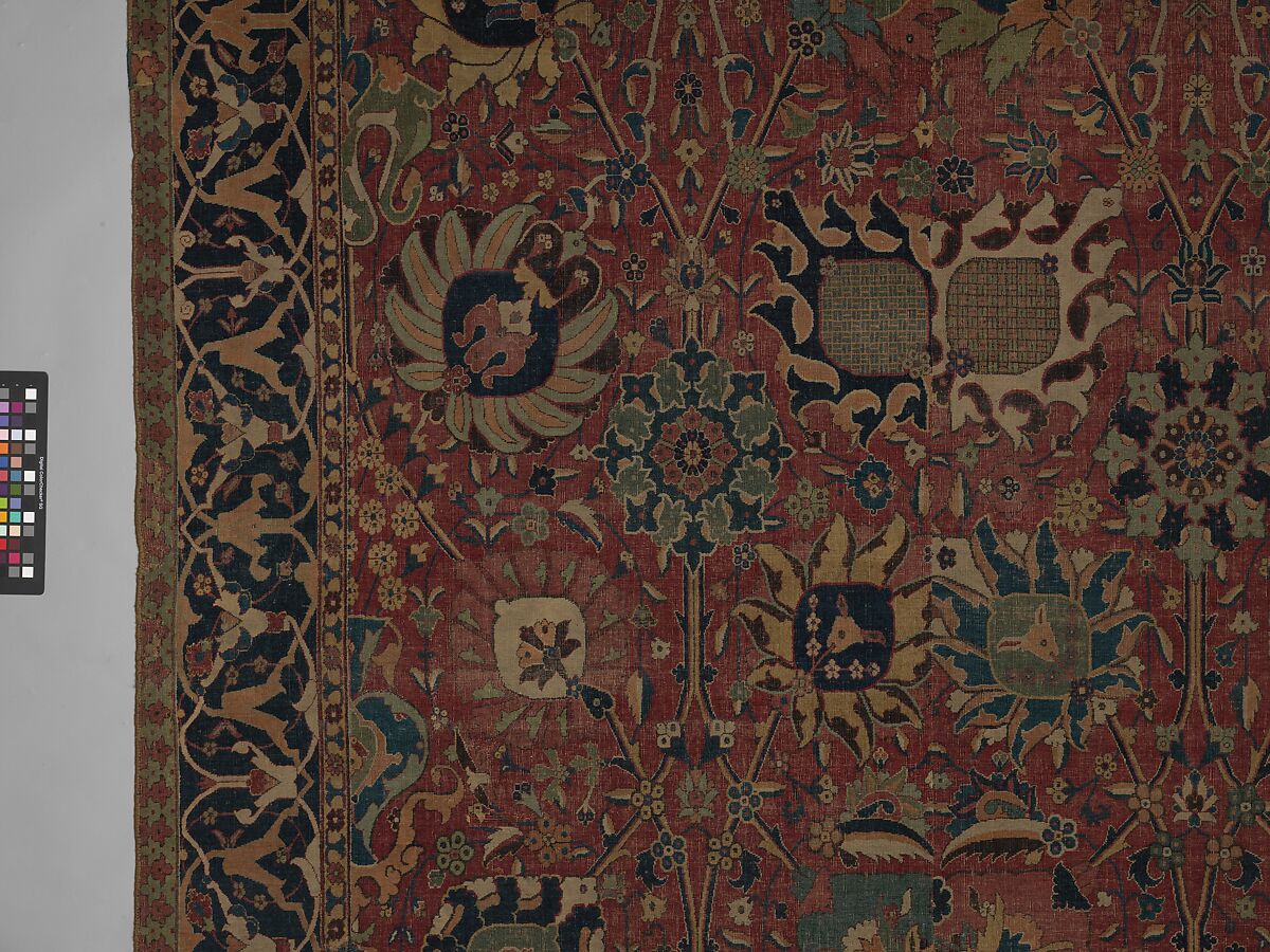 Vase Carpet, Cotton (warp and weft), wool (pile); asymmetrically knotted pile