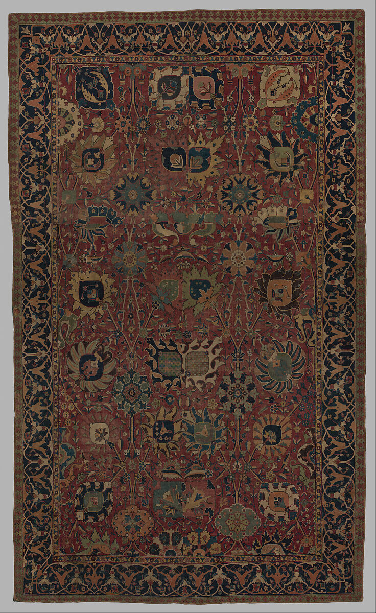 Vase Carpet, Cotton (warp and weft), wool (pile); asymmetrically knotted pile