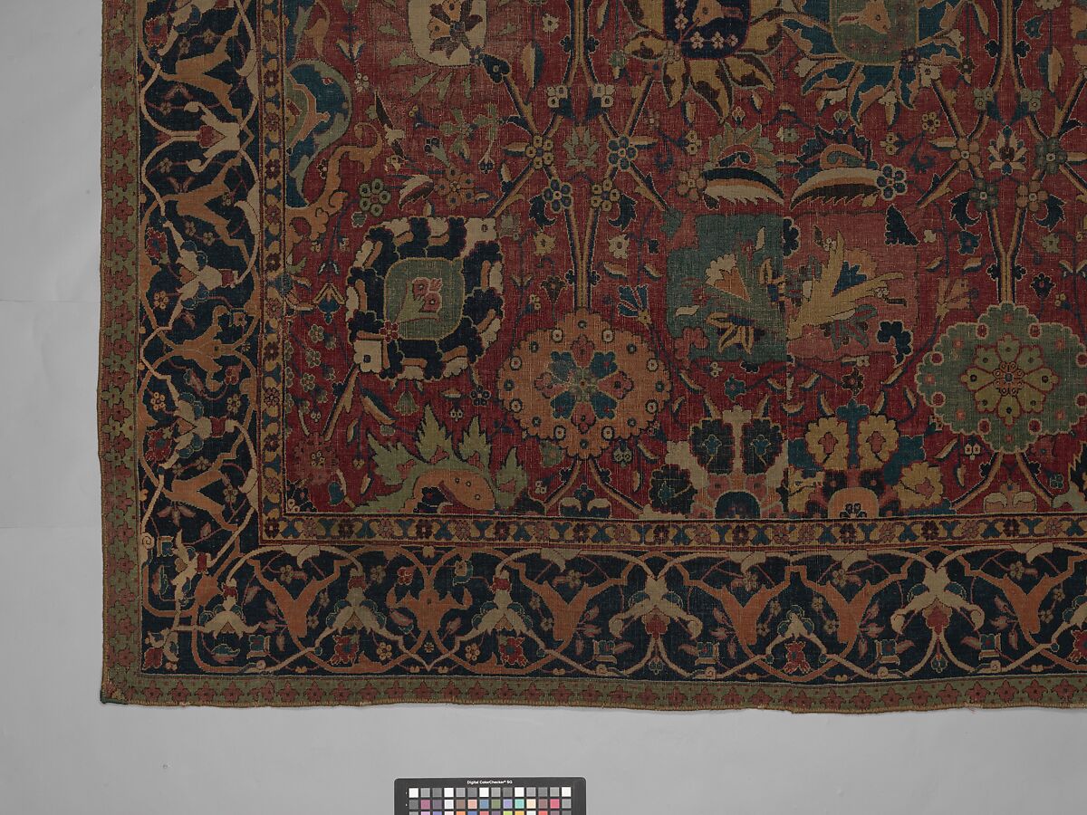 Vase Carpet, Cotton (warp and weft), wool (pile); asymmetrically knotted pile