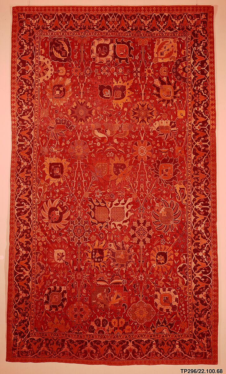 Vase Carpet, Cotton (warp and weft), wool (pile); asymmetrically knotted pile