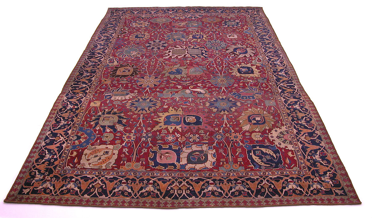 Vase Carpet, Cotton (warp and weft), wool (pile); asymmetrically knotted pile