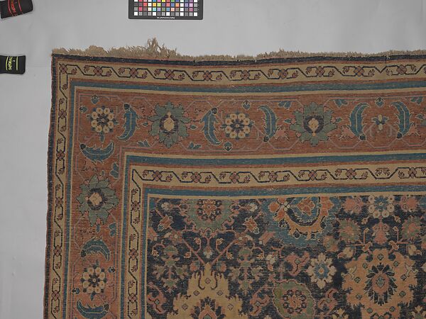 Blue-ground Harshang Carpet, Cotton (warp and weft), wool (pile); symmetrically knotted pile