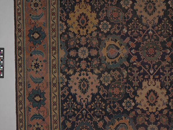 Blue-ground Harshang Carpet, Cotton (warp and weft), wool (pile); symmetrically knotted pile