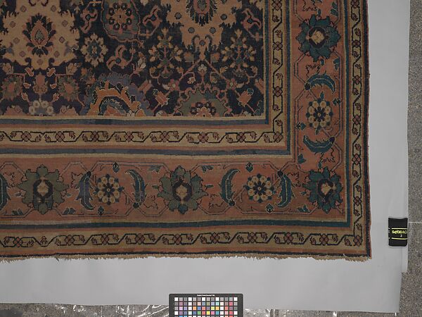 Blue-ground Harshang Carpet, Cotton (warp and weft), wool (pile); symmetrically knotted pile