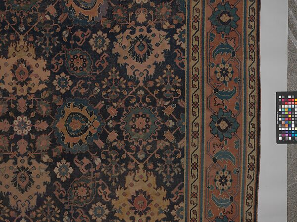 Blue-ground Harshang Carpet, Cotton (warp and weft), wool (pile); symmetrically knotted pile