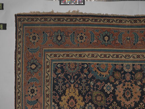 Blue-ground Harshang Carpet, Cotton (warp and weft), wool (pile); symmetrically knotted pile