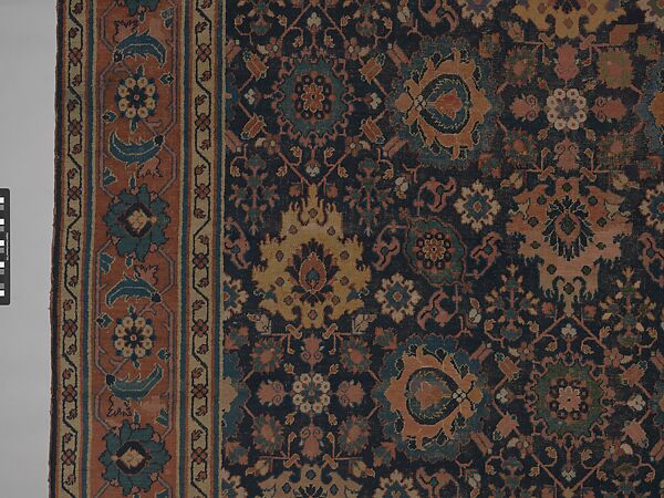 Blue-ground Harshang Carpet, Cotton (warp and weft), wool (pile); symmetrically knotted pile