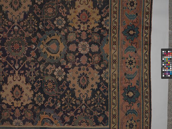 Blue-ground Harshang Carpet, Cotton (warp and weft), wool (pile); symmetrically knotted pile