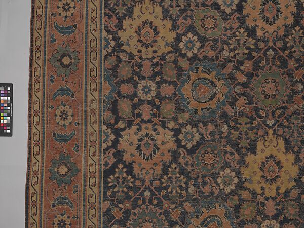 Blue-ground Harshang Carpet, Cotton (warp and weft), wool (pile); symmetrically knotted pile