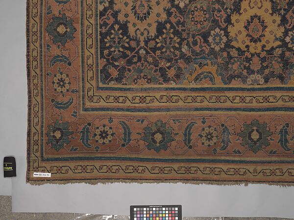 Blue-ground Harshang Carpet, Cotton (warp and weft), wool (pile); symmetrically knotted pile