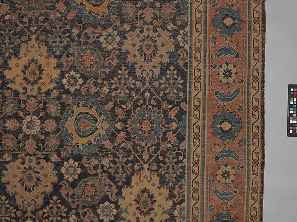 Blue-ground Harshang Carpet, Cotton (warp and weft), wool (pile); symmetrically knotted pile