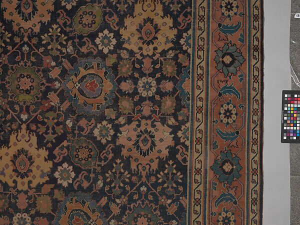 Blue-ground Harshang Carpet, Cotton (warp and weft), wool (pile); symmetrically knotted pile