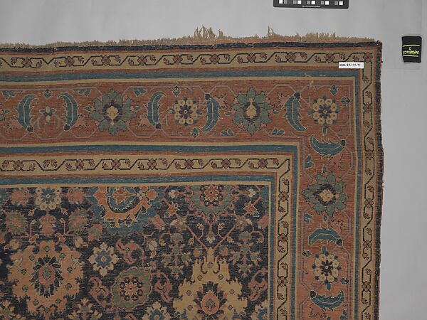 Blue-ground Harshang Carpet, Cotton (warp and weft), wool (pile); symmetrically knotted pile