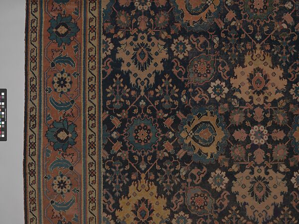 Blue-ground Harshang Carpet, Cotton (warp and weft), wool (pile); symmetrically knotted pile
