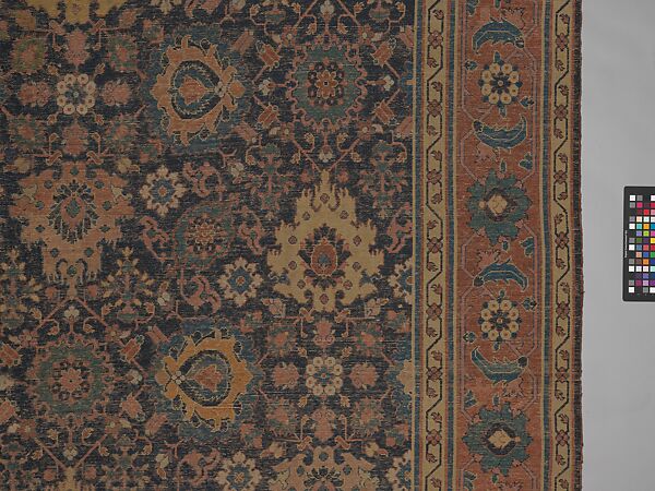 Blue-ground Harshang Carpet, Cotton (warp and weft), wool (pile); symmetrically knotted pile