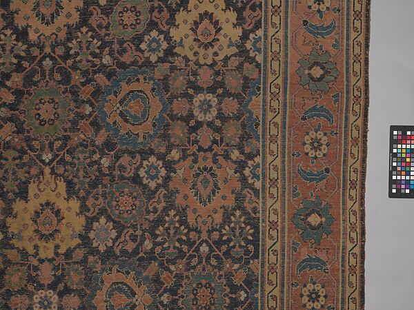 Blue-ground Harshang Carpet, Cotton (warp and weft), wool (pile); symmetrically knotted pile