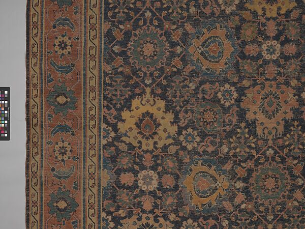 Blue-ground Harshang Carpet, Cotton (warp and weft), wool (pile); symmetrically knotted pile